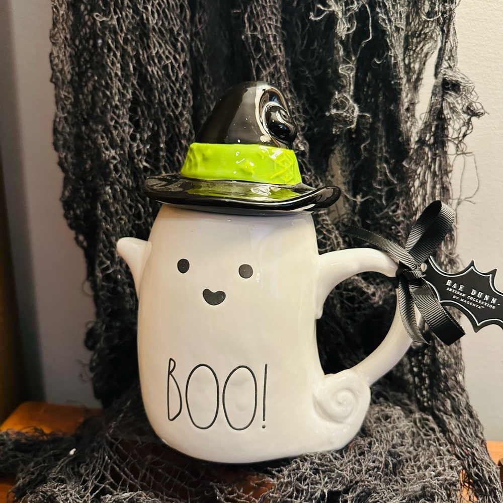 Rae Dunn Ghost  Mug With Witch Hat Lid